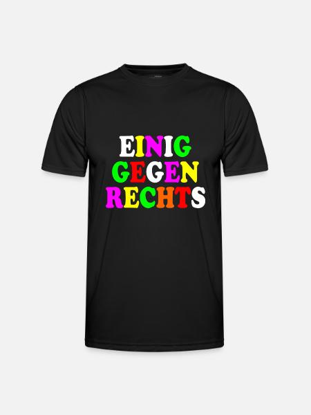 Einig gegen rechts - Männer Funktions-T-Shirt - Schwarz