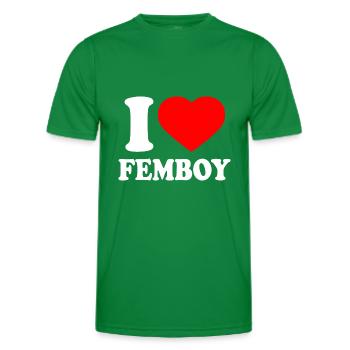 I love femboy - T-shirt sport Homme - vert - Devant - AI Model Male 178 dark (178cm)