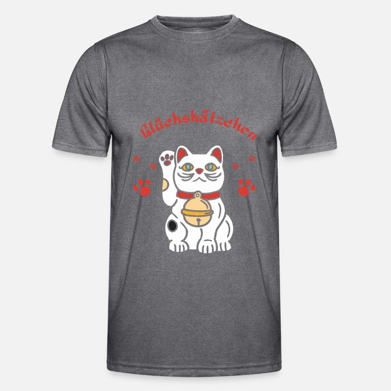 Glückskätzchen-süßes Winkekatzedesign Männer Funktions-T-Shirt