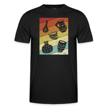 Retro Hobby Pottery Pro Wheel Lover Pottery - Men's Functional T-Shirt - black - Front - AI Model Male 178 dark (178cm)