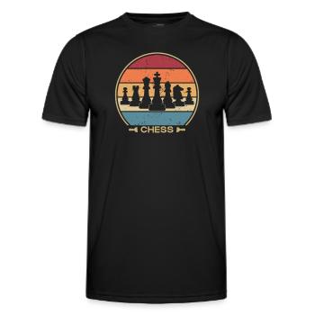 Retro Dame Spieler Großmeister Profi Schach - Männer Funktions-T-Shirt - Schwarz - Vorne - AI Model Male 178 dark (178cm)