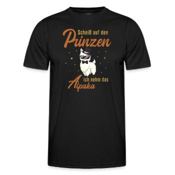 Ich nehm das Alpaka Pako Lama Huacaya - Männer Funktions-T-Shirt - Schwarz - Vorne - AI Model Male 178 dark (178cm)