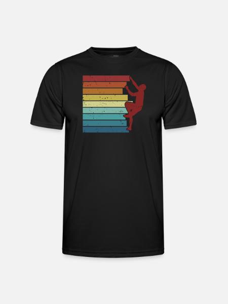 Retro Bouldern Speedklettern Sportklettern - Männer Funktions-T-Shirt - Schwarz