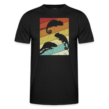 Panthère voilée rétro Chamaeleonidae amoureuse - T-shirt sport Homme - noir - Devant - AI Model Male 178 dark (178cm)