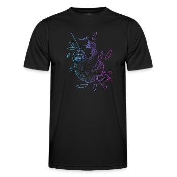 Brown-Throated Pilosa Folivora Lover Sloth - Men's Functional T-Shirt - black - Front - AI Model Male 178 dark (178cm)