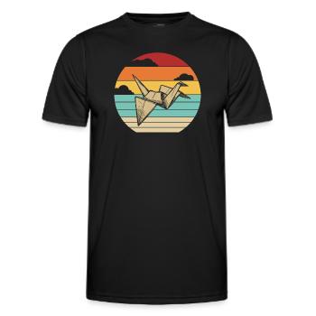 Retro Papierkranich Falten Eule Meister Origami - Männer Funktions-T-Shirt - Schwarz - Vorne - AI Model Male 178 dark (178cm)