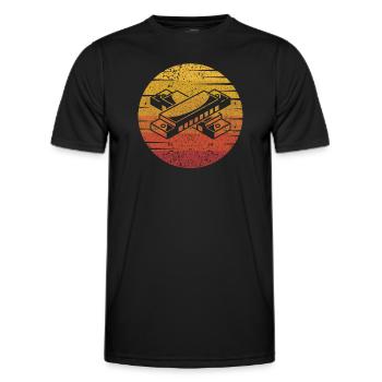 Retro Harmonicist Mundharmonika Harmonist Mundharmonika - Männer Funktions-T-Shirt - Schwarz - Vorne - AI Model Male 178 dark (178cm)