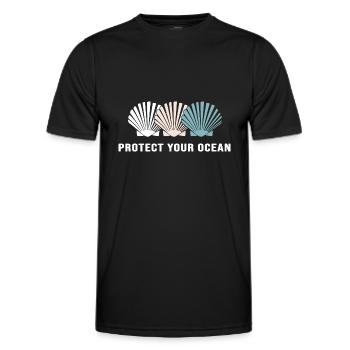 sea environmental protection climate change save ocean - Men's Functional T-Shirt - black - Front - AI Model Male 178 dark (178cm)