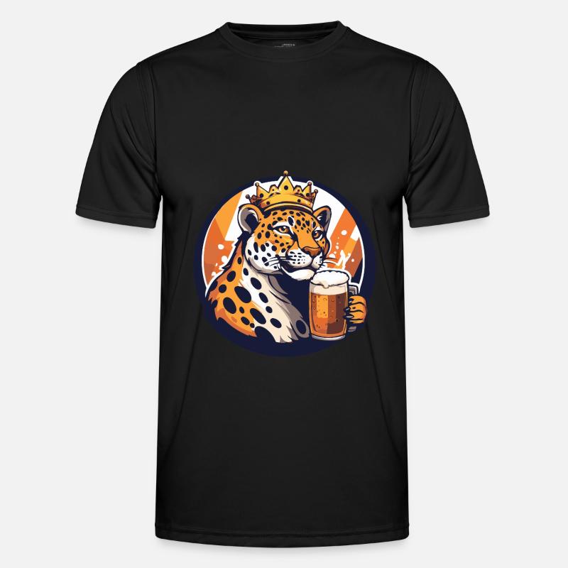 Leopard Bier - Männer Funktions-T-Shirt - Schwarz