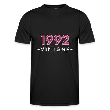 born 1992 gift idea birthday year 92 - Men's Functional T-Shirt - black - Front - AI Model Male 178 dark (178cm)