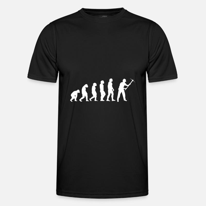 Evolution Bergmann - Männer Funktions-T-Shirt - Schwarz