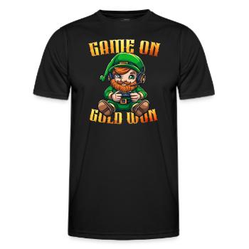 Cute Leprechaun Gamer - Männer Funktions-T-Shirt - Schwarz - Vorne - AI Model Male 178 dark (178cm)