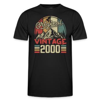 Vintage 2000 Retro Cadeau Anniversaire Né En 2000 - T-shirt sport Homme - noir - Devant - AI Model Male 178 dark (178cm)
