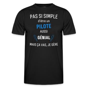 Tolles Piloten-T-Shirt - Männer Funktions-T-Shirt - Schwarz - Vorne - AI Model Male 178 dark (178cm)