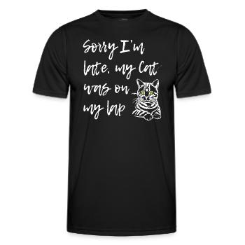 Désolé que le chat soit sur les genoux - T-shirt sport Homme - noir - Devant - AI Model Male 178 dark (178cm)