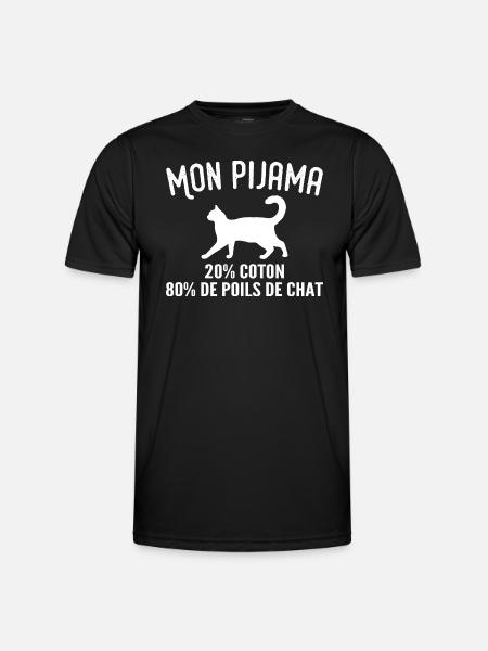 Humorous Cat Hair Pajamas - Men's Functional T-Shirt - black