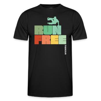 Parkour Kostenlos - Männer Funktions-T-Shirt - Schwarz - Vorne - AI Model Male 178 dark (178cm)