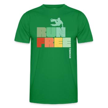 Parkour Run Free - Men's Functional T-Shirt - kelly green - Front - AI Model Male 178 dark (178cm)