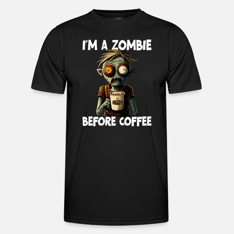 Ich bin ein Zombie vor dem Kaffee - Männer Funktions-T-Shirt - Schwarz