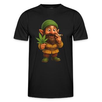 Knuffiger Kifferzwerg mit Hanfblatt - Männer Funktions-T-Shirt - Schwarz - Vorne - AI Model Male 178 dark (178cm)