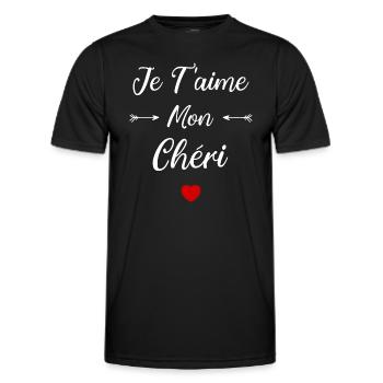je t'aime mon Chéri - T-shirt sport Homme - noir - Devant - AI Model Male 178 dark (178cm)