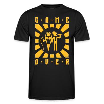 Game Over (Fouet / Bière / Enterrement de vie de garçon / Rayonnant / W) - T-shirt sport Homme - noir - Devant - AI Model Male 178 dark (178cm)