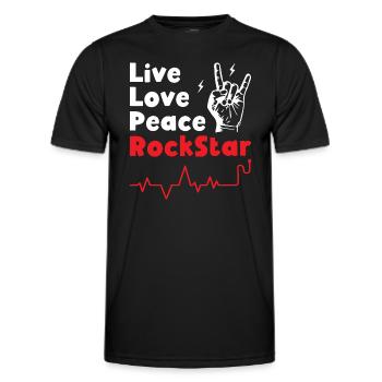 Vivre Amour Paix Rockstars - T-shirt sport Homme - noir - Devant - AI Model Male 178 dark (178cm)