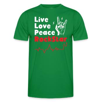 Live Love Peace Rockstars - Men's Functional T-Shirt - kelly green - Front - AI Model Male 178 dark (178cm)