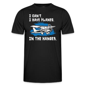 pilot i can t i have planes in the hanger - Men's Functional T-Shirt - black - Front - AI Model Male 178 dark (178cm)