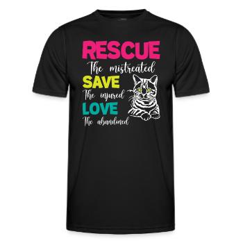 Sauver sauver les chats d’amour - T-shirt sport Homme - noir - Devant - AI Model Male 178 dark (178cm)