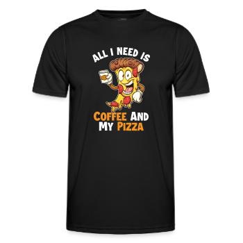 Coffee and my Pizza Pizza Pizza Tray Pizza Oven - Men's Functional T-Shirt - black - Front - AI Model Male 178 dark (178cm)