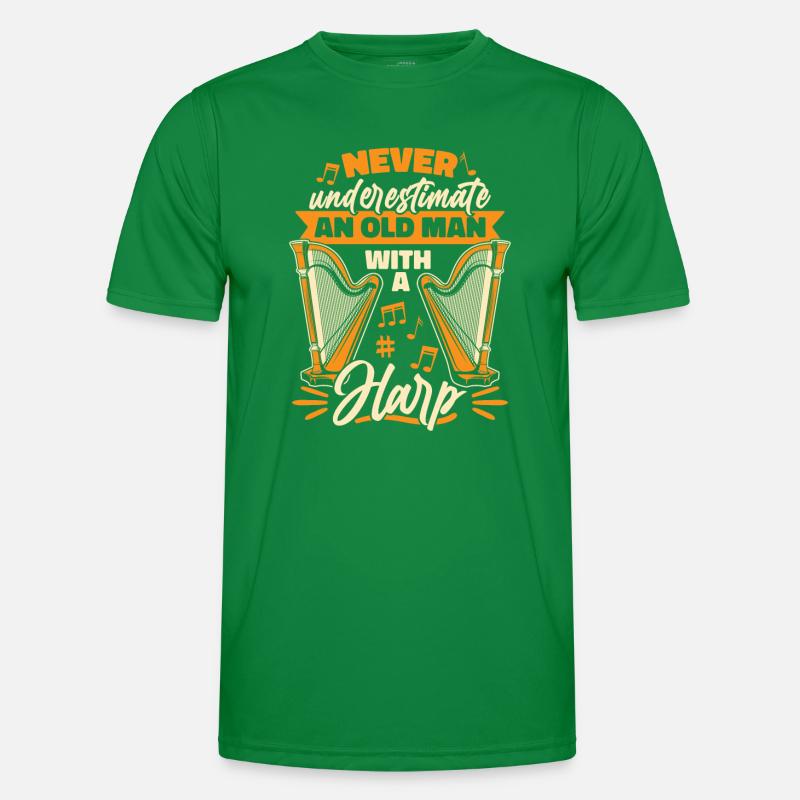 Never Underestimate An Old Man With Harp Harfe Men's Functional T-Shirt