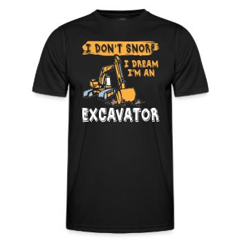 I don't Snore Excavator - Men's Functional T-Shirt - black - Front - AI Model Male 178 dark (178cm)