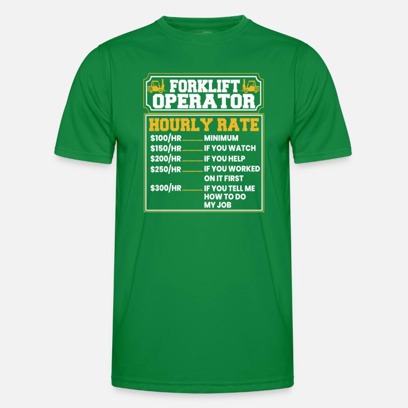 Forklift Operator Hourly Rate Telehandler Men's Functional T-Shirt