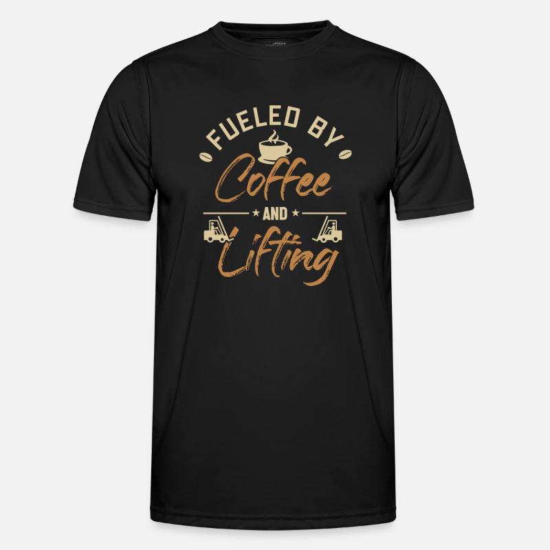 Fueled by Coffee and Lifting All-terrain forklift Men's Functional T-Shirt