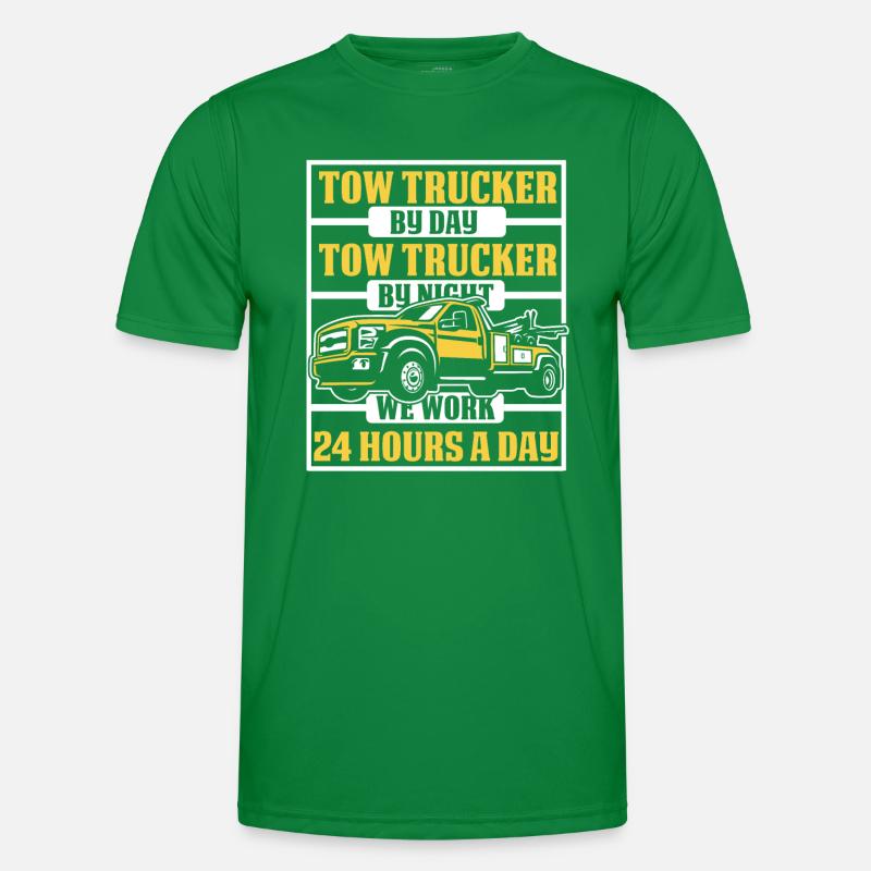 We Work 24 Hours A Day Abschlepper Fahrer Männer Funktions-T-Shirt
