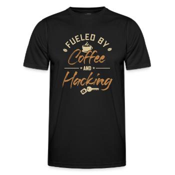 Alimenté par le café et le piratage du renifleur de phishing - T-shirt sport Homme - noir - Devant - AI Model Male 178 dark (178cm)