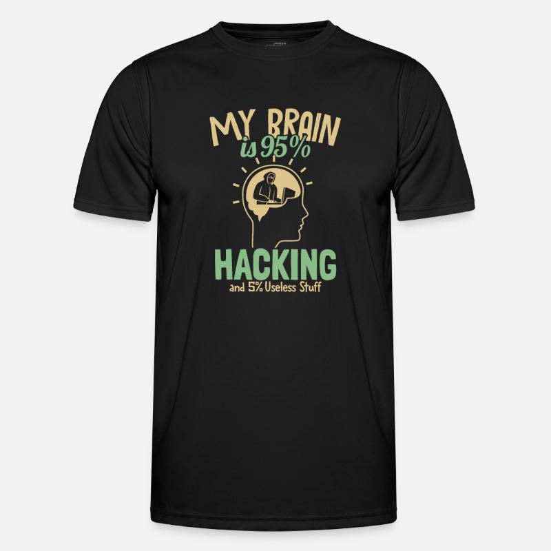 My Brain is 95% Hacking Sniffer Social Männer Funktions-T-Shirt