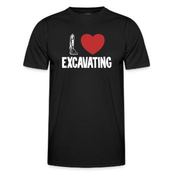 I love Excavating Crawler Excavator - Men's Functional T-Shirt - black - Front - AI Model Male 178 dark (178cm)