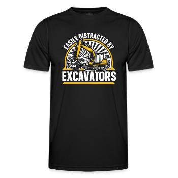 Easily Distracted By Excavators Crawler Excavator - Men's Functional T-Shirt - black - Front - AI Model Male 178 dark (178cm)