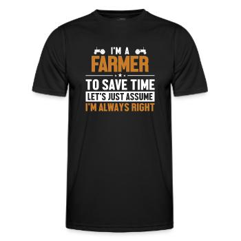 Farmer Let's Assume I'm Right Farming - Men's Functional T-Shirt - black - Front - AI Model Male 178 dark (178cm)
