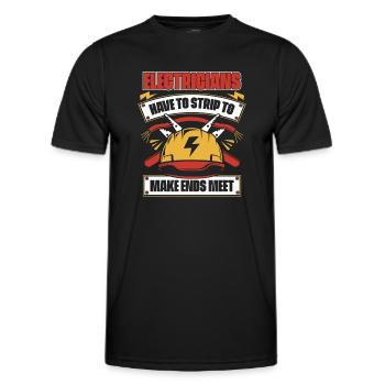 Devoir se déshabiller pour joindre les deux bouts Ingénieur électricien - T-shirt sport Homme - noir - Devant - AI Model Male 178 dark (178cm)