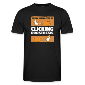 Leicht abgelenkt durch Klicken auf Prothesenbein - Männer Funktions-T-Shirt - Schwarz - Vorne - AI Model Male 178 dark (178cm)