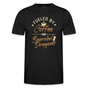 Fueled by Coffee and Bearded Dragons Pogona - Men's Functional T-Shirt - black - Front - AI Model Male 178 dark (178cm)