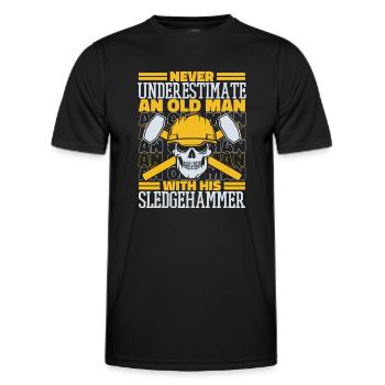 Unterschätze niemals einen alten Mann mit Vorschlaghammer - Männer Funktions-T-Shirt - Schwarz - Vorne - AI Model Male 178 dark (178cm)