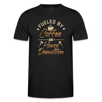 Angetrieben von Kaffee und Haus Abrisshaus - Männer Funktions-T-Shirt - Schwarz - Vorne - AI Model Male 178 dark (178cm)