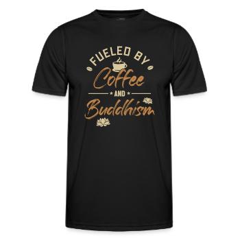 Fueled by Coffee and Buddhism Buddhist Statue - Men's Functional T-Shirt - black - Front - AI Model Male 178 dark (178cm)