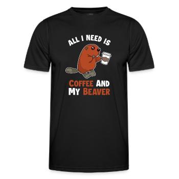 Kaffee und mein Biber Castor Canadensis Nord - Männer Funktions-T-Shirt - Schwarz - Vorne - AI Model Male 178 dark (178cm)