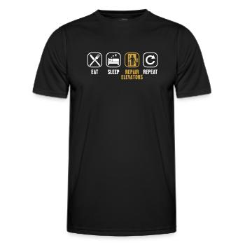 Manger dormir Réparation ascenseurs Répéter la réparation ascenseur - T-shirt sport Homme - noir - Devant - AI Model Male 178 dark (178cm)