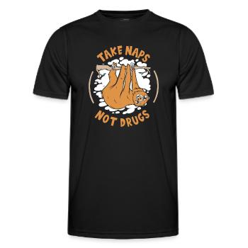Take Naps Not Drugs Folivora Brown-Throated - Men's Functional T-Shirt - black - Front - AI Model Male 178 dark (178cm)